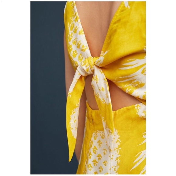 NWT ANTHRO MEAVE Yellow Pineapple Midi Dress 2 - Picture 5 of 7